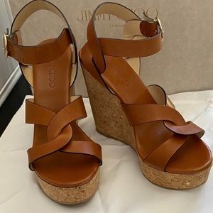 Jimmy Choo Aleili 120 leather platform wedge 8-8.5